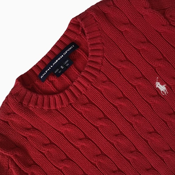 Ralph Lauren Sport Pullover Cable Knit Sweater Red. Size Small or 8 - Picture 4 of 7